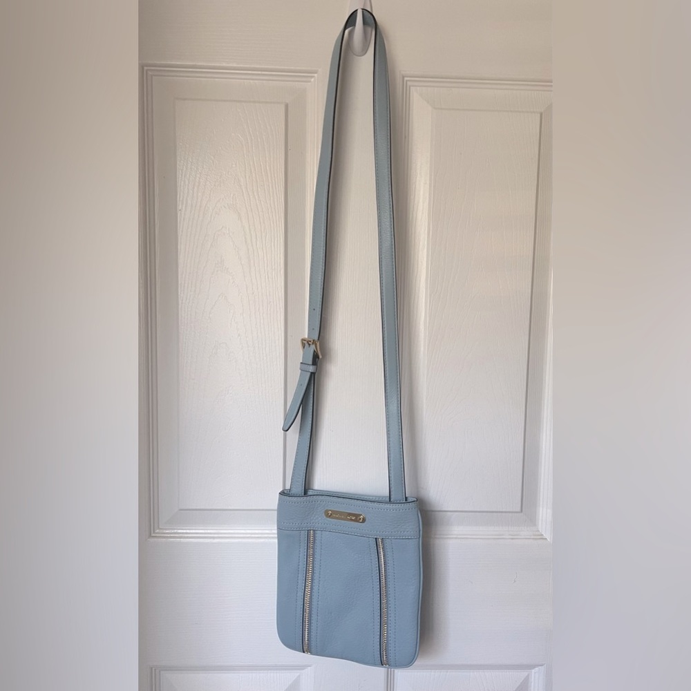 MICHAEL KORS Powder Blue Soft Pebble Leather Crossbody Bag